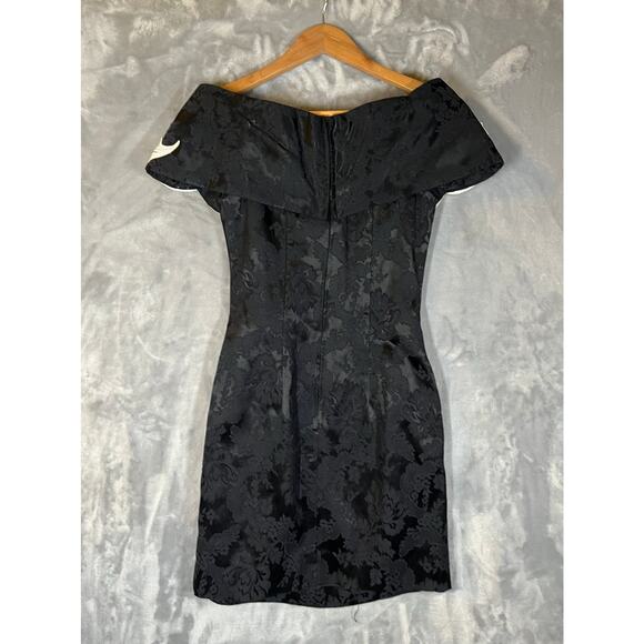 Vintage 90's Scott McClintock Formal Event Dress $ Black White Lace Edwardian - Picture 3 of 12